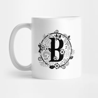 Black & White B Initial Mug